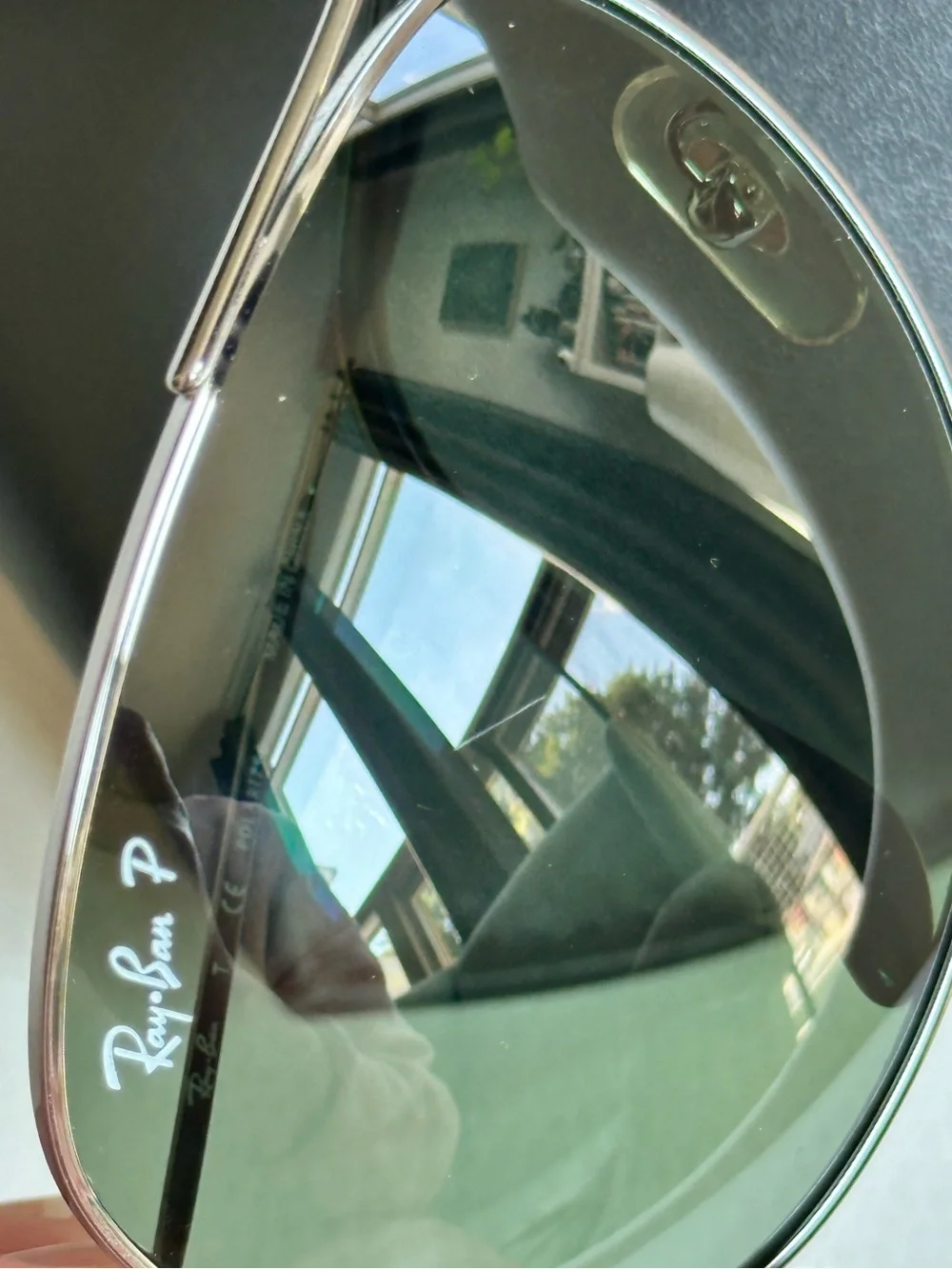 Ray-Ban 3293 Aviator Polarized Sunglasses Gunmetal Pilot Frame Green Lenses 63mm